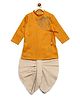 Tiber Taber 100% Cotton Woven Full Sleeves Cows Embroidered Dhoti Kurta Set - Yellow