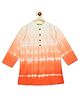 Tiber Taber 100% Cotton Woven Full Sleeves Tie Dye Kurta - Orange