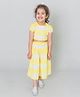 Tiber Taber 100% Cotton Woven Half Puffed Sleeves Tie Dye Coordinating Top & Culottes Set - Yellow