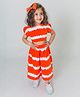 Tiber Taber 100% Cotton Woven Half Puffed Sleeves Tie Dye Coordinating Top & Culottes Set - Orange