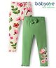 Babyoye 100% Cotton With Eco Jiva Finish Full Length Leggings Floral Print Pack Of 2 - Green & Beige