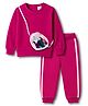 Babyhug Terry Knit Full Sleeves Top & Joggers Set With Attached Sling Bag & Tape Detailing - Pink