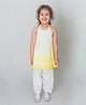 Tiber Taber 100% Cotton Woven Sleeveless Tie & Dye Halter Neck Top & Pant Set - Yellow