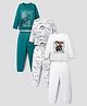 Primo Gino 100% Cotton Knit Full Sleeves Night Suits with Dino Print Pack of 3 - Teal Blue & White