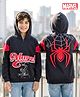 Honeyhap Marvel Terry Knit Full Sleeves Cut & Sew Hooded Sweatshirt With Front & Back Spider-Man Graphics - Black