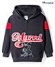 Honeyhap Marvel Terry Knit Full Sleeves Cut & Sew Hooded Sweatshirt With Front & Back Spider-Man Graphics - Black