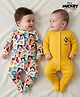 Babyhug Disney Interlock Knit Full Sleeves Sleepsuit With Mickey & Friends Print Pack Of 2 - Yellow & White