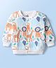 Doodle Poodle 100% Cotton Knit Light Weight  Front Open Sweatshirt with Animal Print - White