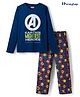Honeyhap Marvel Single Jersey Knit Full Sleeves Night Suit With Avengers Print - Navy Blue