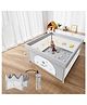 Kids Station Printed Baby Playard Playpen  Thick Padded Floor & 360° Mesh View  Foldable, Travel-Friendly Indoor Play Area for Babies & Toddlers (150x150cm, Grey)