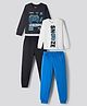 Primo Gino 100% Cotton Knit Full Sleeves Night Suit With Snooze & Gaming Theme Print Pack of 2 - Blue White & Charcoal Grey