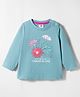 Zero Sinker Knit Full Sleeves T-Shirt with Floral Print - Light Blue