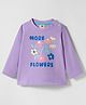 Zero Sinker Knit Full Sleeves T-Shirt With Flower & Text Print - Lilac