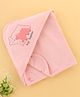 Zero Terry Knit Hooded Towel with Bear Print & Patch Detailing L 86 x B 86 cm - Pink