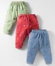 Zero Interlock Knit Full Length Lounge Pants with Animal Print Pack of 3 - Red Green & Blue