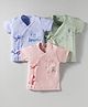 Zero Interlock Knit Half Sleeves Jhablas With Animal & Vehicle Print Pack Of 3 - Purple Olive Green & Peach