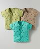 Zero Interlock Knit Half Sleeves Jhablas With Boat Print Pack Of 3 - Brown Lime & Sea Green