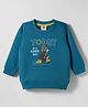 Zero Looper Knit Full Sleeves Winter T-Shirt With Today is a Good Day Text Print - Teal Blue