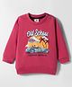 Zero Looper Knit Full Sleeves Winter T-Shirt with Old School Text Print - Pink