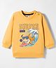 Zero Looper Knit Full Sleeves Winter T-Shirt With Shark Surfer Text Print - Yellow