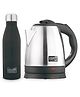 Classic Essentials MAGNIFIQUE Stainless Steel 1500-Watts Kettle & 1000 ml Bottle (Pack of 1, Black, Steel)