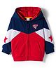 Babyhug Cotton Knit Full Sleeves Hooded Sweatjacket With Football Patch & Kangaroo Pockets - Navy Blue Red & White