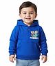 Babyhug Cotton Knit Full Sleeves Hooded Sweatshirt With Animal Graphics & Kangaroo Pockets - Blue