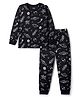 Primo Gino 100% Cotton Knit Full Sleeves Night Suit with Space Theme Print - Black