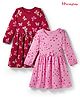 Honeyhap Premium 100% Cotton Knit Full Sleeves Frocks With Heart Print Pack Of 2 - Red Dahlia & Bonbon