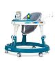 Mee Mee Baby Walker for 6-24 Months | 7 Level Adjustable Height, 360 Wheels, Cushioned with Detachable Music Toy Bar & Intergrated RGB Lights, Anti-Rollover Folding Walker Upto 15kg (Blue)