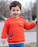 Babyhug 100% Cotton Knit Full Sleeves Sweatshirt with Text Patches Detailing - Red