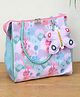 Rosada Pink Flower Multipurpose Trendy Lunch Bag | Waterproof Stylish Bag for Outing Activity Picnic Travel for Kids Boy Girl Mom and Baby with Toy Hanging Medium (28x28 Cm)