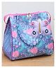 Rosada Blue Flower Multipurpose Trendy Lunch Bag | Waterproof Stylish Bag for Outing Activity Picnic Travel for Kids Boy Girl Mom and Baby with Toy Hanging Medium (28x28 Cm)