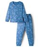 Primo Gino 100% Cotton Knit Full Sleeves Printed Co-ord Night Suit - Blue