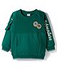 Babyhug Cotton Knit Full Raglan Sleeves Sweatshirt with Text Graphic & Patch Detailing - Green