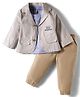 ToffyHouse Poplin Woven Full Sleeves Party Blazer with T-Shirt & Trouser - Lilac & Beige