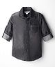 Under Fourteen Only Full Sleeves We Are Champions Text Embroidered Shirt - Black
