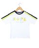 Under Fourteen Only Cotton Knit Half Sleeves Hope Text Printed Tee - White