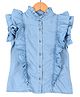 Under Fourteen Only Short Sleeves Frill Detailed Shirt Style Top - Blue