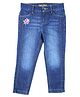 Under Fourteen Only Mild Washed & Floral Embroidered Jeans - Blue