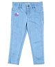 Under Fourteen Only Mild Washed & Floral Embroidered Jeans - Light Blue