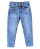 Under Fourteen Only Cotton Denim Never Give Up Text Embroidered & Mild Washed Jeans - Blue