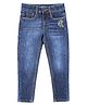 Under Fourteen Only Cotton Denim Never Give Up Text Embroidered & Mild Washed Jeans - Light Blue