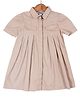 Under Fourteen Only Half Sleeves Solid Pleated Dress - Khaki