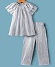 Under Fourteen Only Half Flutter Sleeves Metallic Top & Coordinating Pant Set - Silver