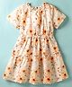 Under Fourteen Only Half Sleeves Floral Printed Dress - Orange