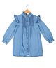 Under Fourteen Only Full Puffed Sleeves Mild Washed Dress - Blue