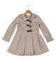 Under Fourteen Only Full Sleeves Bow Applique Detailed Pleated Dress - Beige