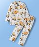 Doodle Poodle 100% Cotton Knit Full Sleeves Co-ords Night Suit with Construction Vehicle Print - White