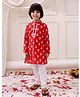 KID1 Cotton Woven Full Sleeves Floral Printed & Threadwork Embroidered Kurta Pyjama Set - Red